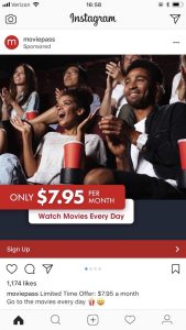 Moviepass instagram ad